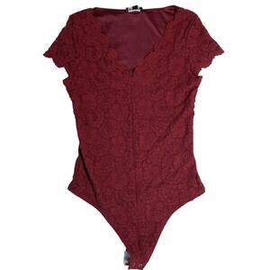 Express Burgundy Lace Bodysuit Small- NWT Retail $59.90